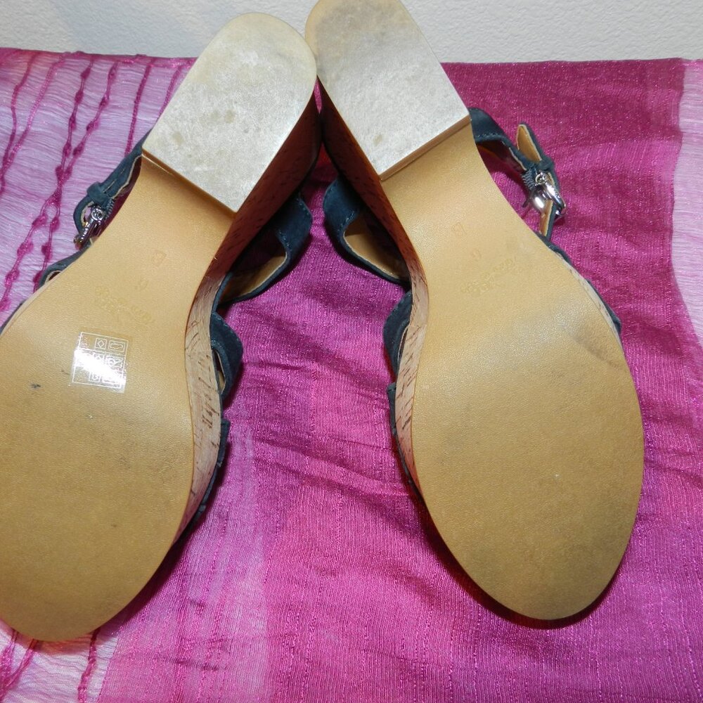 Coach Kennedy Platform Wedge Suede Sandals Size 6 Midnight Navy - Picture 10 of 11